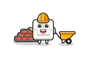 Cartoon character of light switch as a builder vector