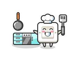 ilustración de personaje de interruptor de luz mientras un chef está cocinando vector