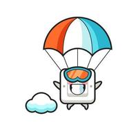 light switch mascot cartoon is skydiving with happy gesture vector