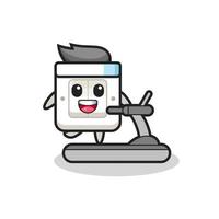 light switch cartoon character walking on the treadmill vector