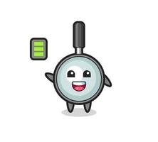 magnifying glass mascot character with energetic gesture vector