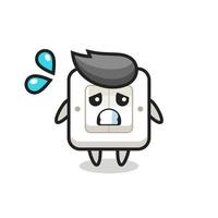 light switch mascot character with afraid gesture vector