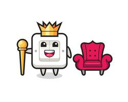 Mascot cartoon of light switch as a king vector