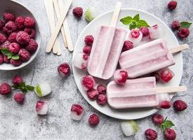Homemade raspberry ice cream photo