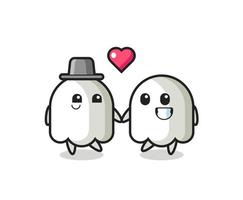 ghost cartoon character couple with fall in love gesture vector