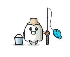 Mascot character of ghost as a fisherman vector