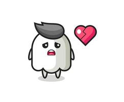 ghost cartoon illustration is broken heart vector