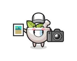 Character Illustration of herbal bowl as a photographer vector