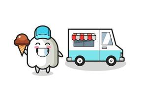 Mascot cartoon of ghost with ice cream truck vector