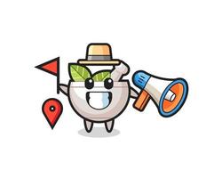 Character cartoon of herbal bowl as a tour guide vector