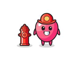 personaje mascota del símbolo del corazón como bombero vector