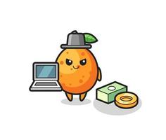 Mascot Illustration of kumquat as a hacker vector