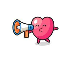 heart symbol character illustration holding a megaphone vector