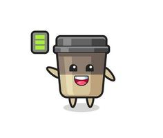 Personaje de mascota de taza de café con gesto enérgico vector