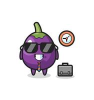 Cartoon mascot of eggplant as a businessman vector