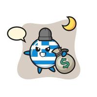 ilustración de la insignia de la bandera de grecia dibujos animados se roba el dinero vector