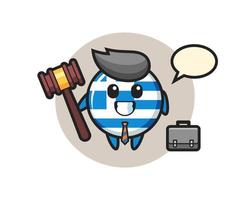 Illustration of greece flag badge mascot as a lawyer vector