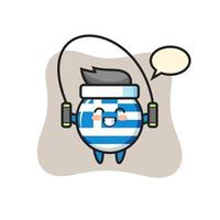 greece flag badge character cartoon with skipping rope vector