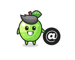 Cartoon Illustration of green apple standing beside the At symbol vector