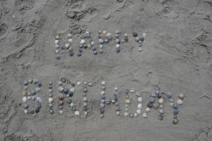 Happy birthday message in shells photo