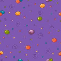Candy beans seamless pattern for a party on a purple background.