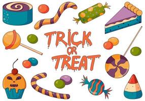 Concept illustration of trick or treat candy mix