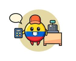 Illustration of colombia flag badge character as a cashier vector