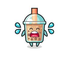 bubble tea cartoon illustration with crying gesture vector