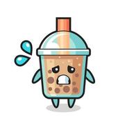 bubble tea mascot character with afraid gesture vector