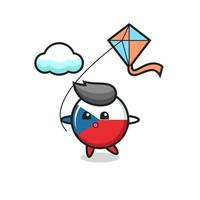 czech flag badge mascot illustration is playing kite vector