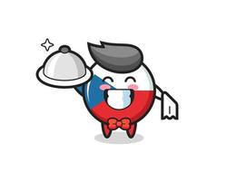 Character mascot of czech flag badge as a waiters vector