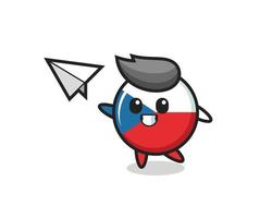 czech flag badge cartoon character throwing paper airplane vector