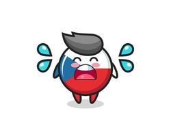 czech flag badge cartoon illustration with crying gesture vector