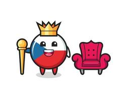 Mascot cartoon of czech flag badge as a king vector