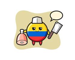 Illustration of colombia flag badge character as a butcher vector