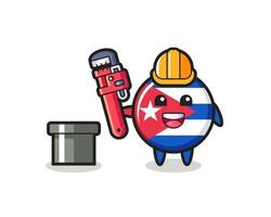 Character Illustration of cuba flag badge as a plumber vector