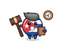 Mascot cartoon of cuba flag badge as a judge vector