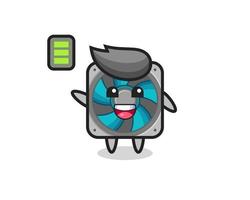 computer fan mascot character with energetic gesture vector