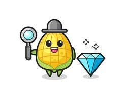 Illustration of corn character with a diamond vector