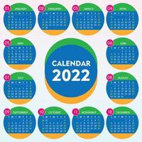 2022 Calendar Template for wall vector