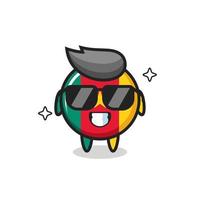 Cartoon mascot of cameroon flag badge with cool gesture vector