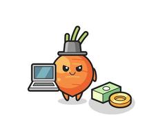 Mascot Illustration of carrot as a hacker vector