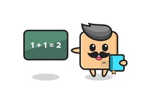 Ilustración de personaje de caja de cartón como maestro. vector