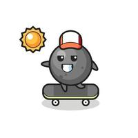 cannon ball character illustration ride a skateboard vector