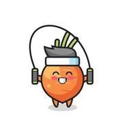 carrot character cartoon with skipping rope vector