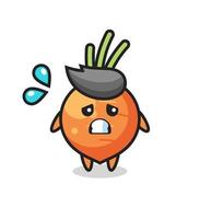 carrot mascot character with afraid gesture vector