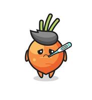 carrot mascot character with fever condition vector