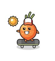 carrot character illustration ride a skateboard vector