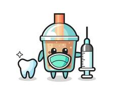 Mascot character of bubble tea as a dentist vector