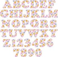 pink floral pattern alphabet vector